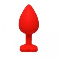 Red large heart-shaped butt plug with white crystal