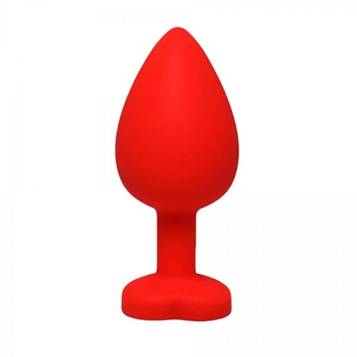 Red large heart-shaped butt plug with white crystal