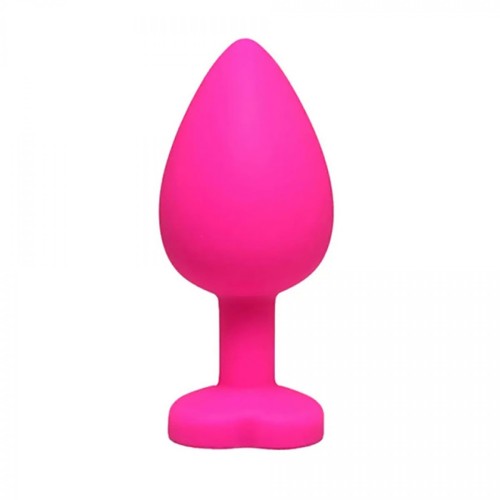 Pink small heart-shaped butt plug with white crystal