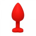 Red small heart-shaped butt plug with white crystal