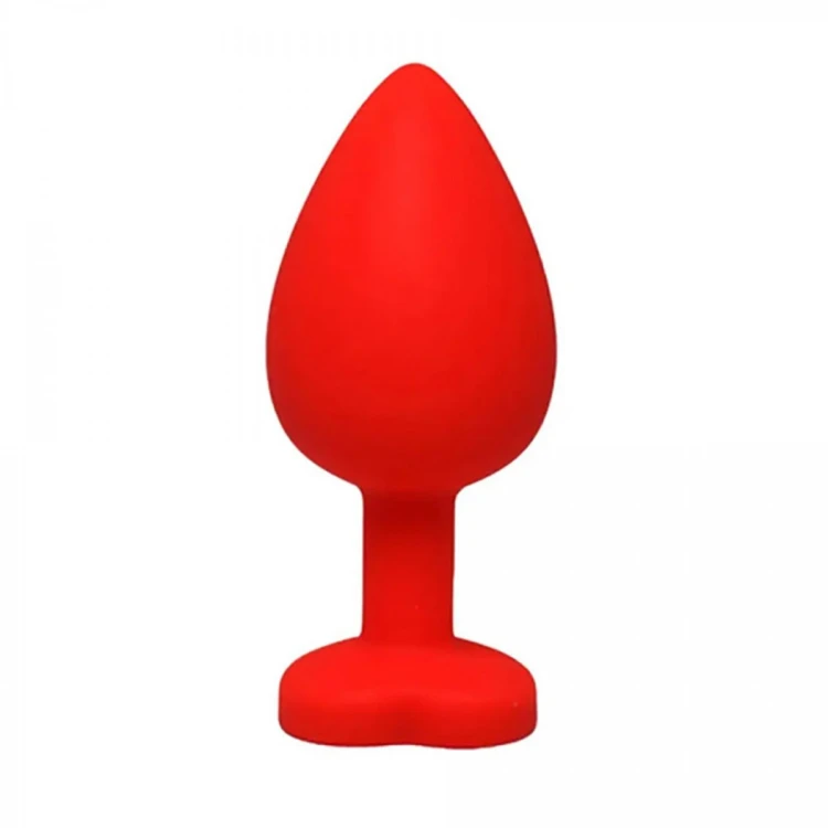 Red small heart-shaped butt plug with white crystal