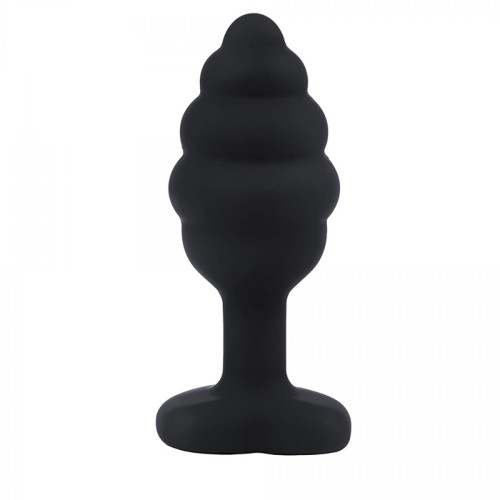 BUTT PLUG Black ribbed small