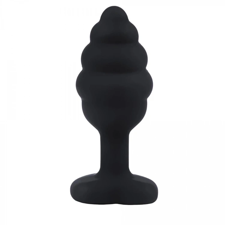 BUTT PLUG Black ribbed small