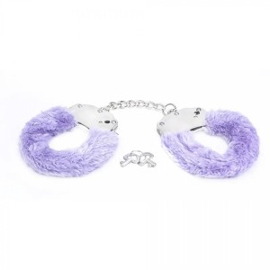 Metal handcuffs with purple furry