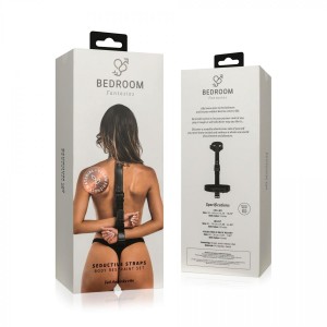 Bedroom Fantasies - Collar with Wrist Cuffs Body Restraint Set Black