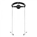 Bedroom Fantasies - Ball Gag with Nipple Clamps Black