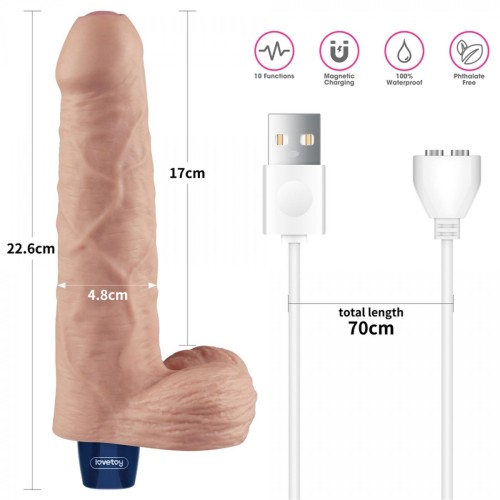 9" REAL SOFTEE Rechargeable TPE Vibrating Dildo(Flesh)