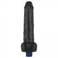 10" REAL SOFTEE Rechargeable TPE Vibrating Dildo(Black)