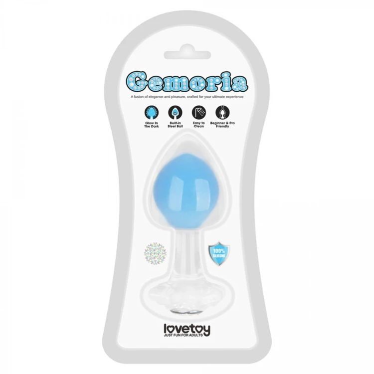 Gemoria Silicone Butt Plug (Glow-In-The-Dark) - blue