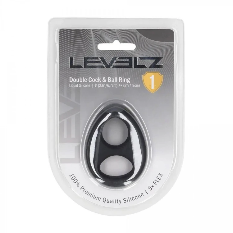 Double Liquid Silicone Cock and Ball Ring - Black