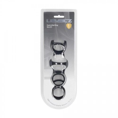 Silicone Cock and Ball Ring Set of 4 - Black