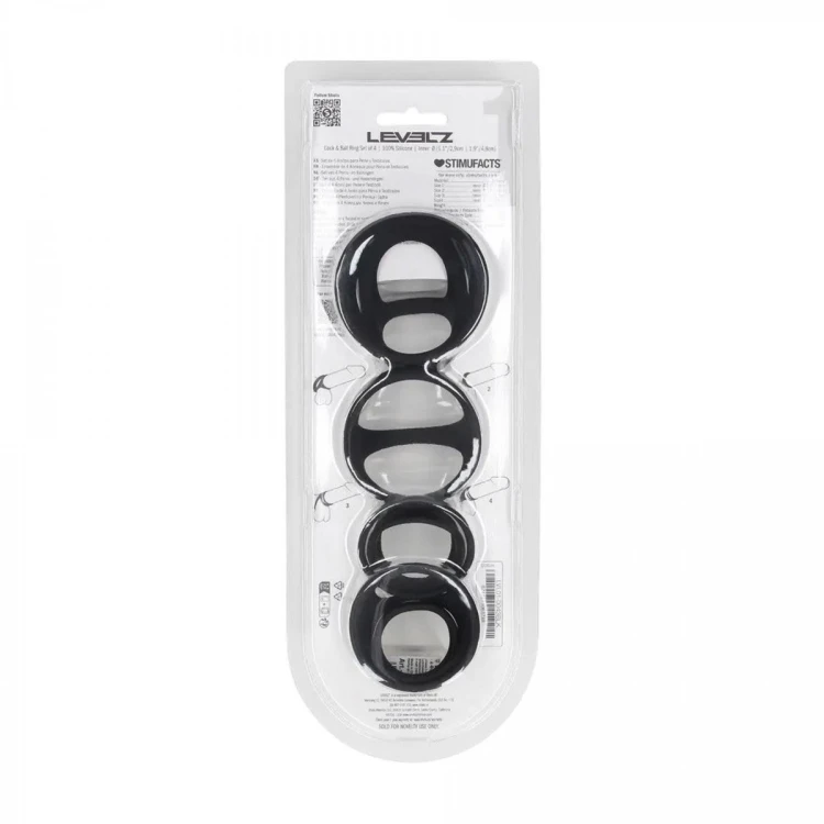 Silicone Cock and Ball Ring Set of 4 - Black