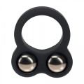 Liquid Silicone Double Weighted Ball Cockring - Black