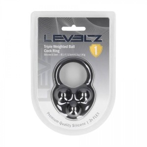 Liquid Silicone Triple Weighted Ball Cockring - Black