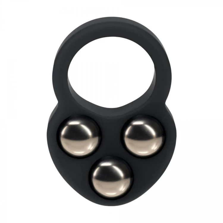 Liquid Silicone Triple Weighted Ball Cockring - Black