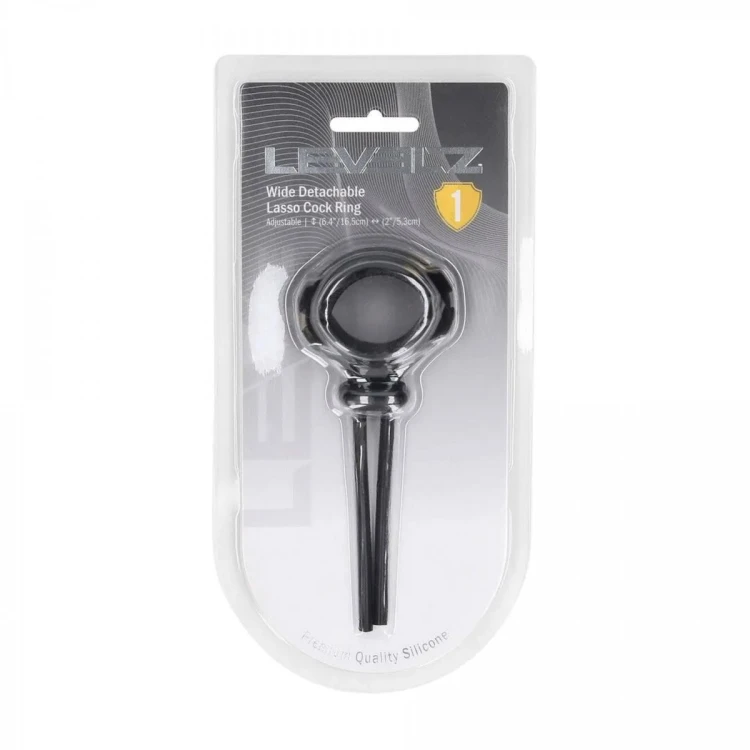 Detachable Wide Adjustable Silicone Lasso Cockring - 5mm - Black
