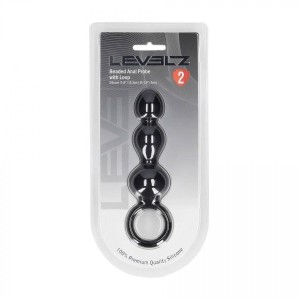 Beaded Silicone Anal Probe with Loop - Black