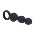 Beaded Silicone Anal Probe with Loop - Black