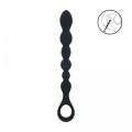 Beaded Snake Silicone Anal Probe with Loop - Black