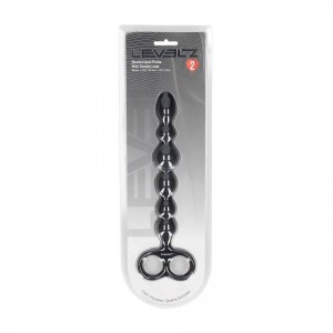 Beaded Silicone Anal Probe with Double Loop - Black