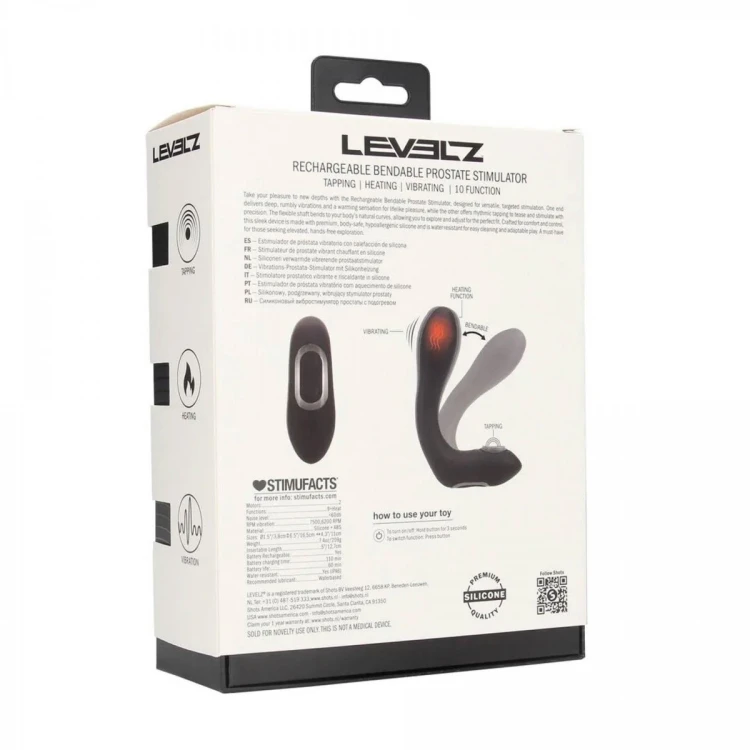 Vibrating Heating Bendable Tapping Silicone Prostate Stimulator - Black
