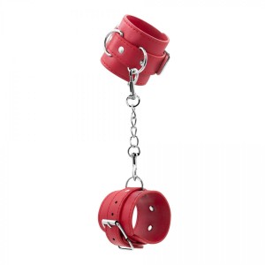 BONDAGE LOVE LEATHER HANDCUFFS CRUSHIOUS RED