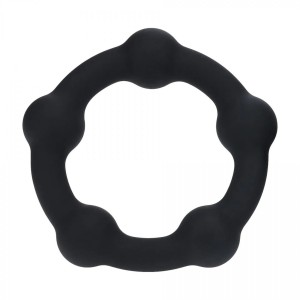 Beaded Silicone Cockring - L - 45mm - Black