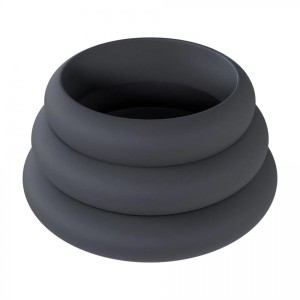 Wide O Silicone Cockring Set of 3 - L/XL/XXL - Black