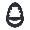 Soft Bead Grip Silicone Cock and Ball Ring - Black