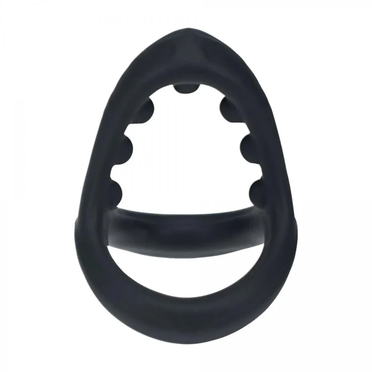 Soft Bead Grip Silicone Cock and Ball Ring - Black