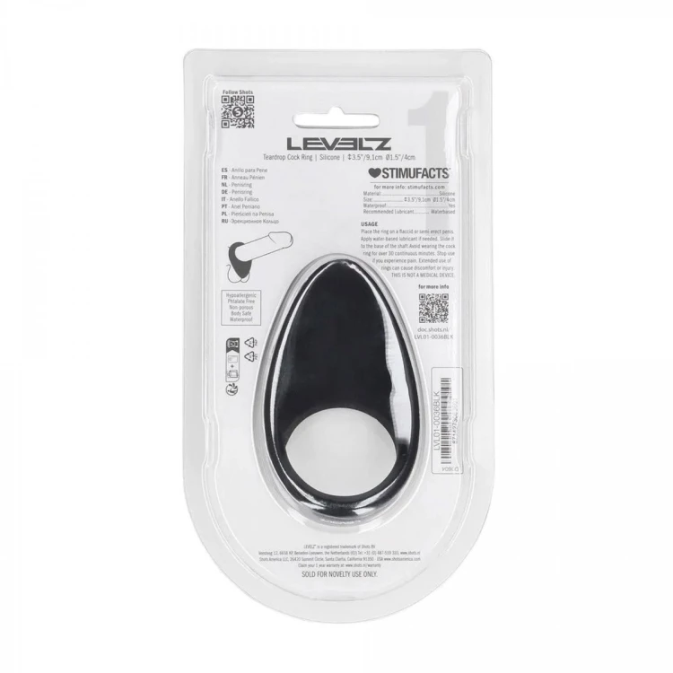 Teardrop Silicone Cockring - Black