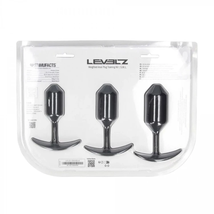 Silicone Weighted Anal Plug Training Set of 3 - Black