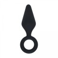 Silicone Anal Plug with Loop - S - Black