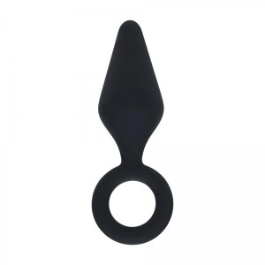 Silicone Anal Plug with Loop - S - Black