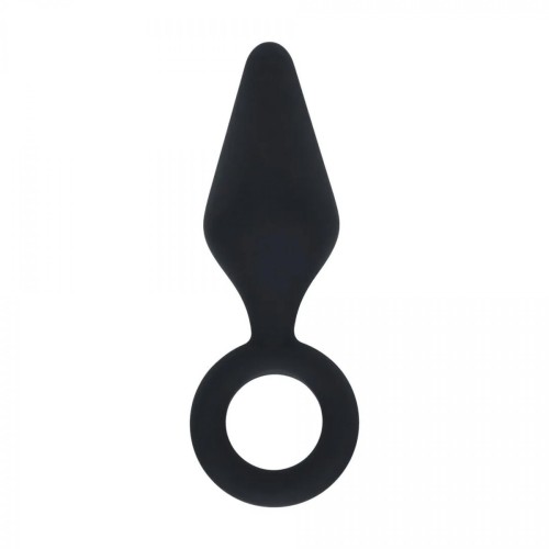 Silicone Anal Plug with Loop - S - Black