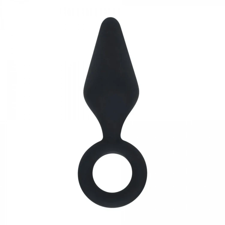 Silicone Anal Plug with Loop - S - Black