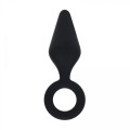 Silicone Anal Plug with Loop - M - Black