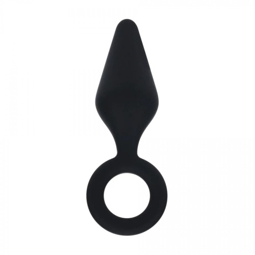 Silicone Anal Plug with Loop - M - Black