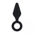 Silicone Anal Plug with Loop - L - Black