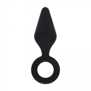 Silicone Anal Plug with Loop - L - Black