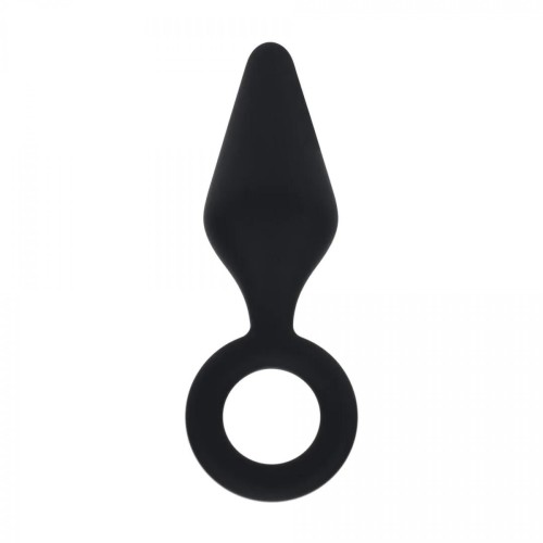 Silicone Anal Plug with Loop - L - Black