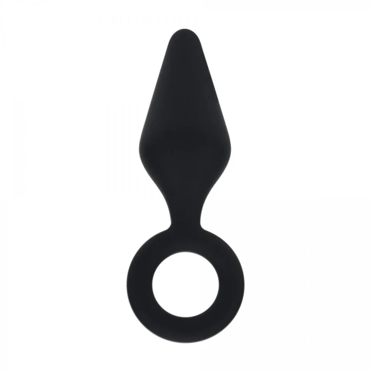 Silicone Anal Plug with Loop - L - Black