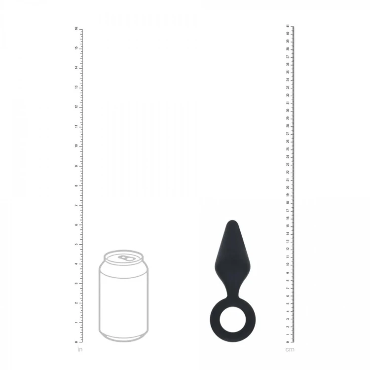 Silicone Anal Plug with Loop - L - Black