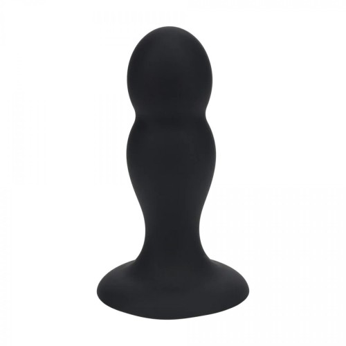 Double Rattle Liquid Silicone Anal Plug - M - Black