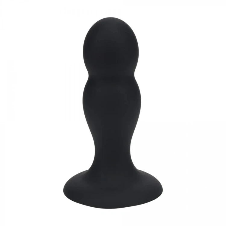 Double Rattle Liquid Silicone Anal Plug - M - Black
