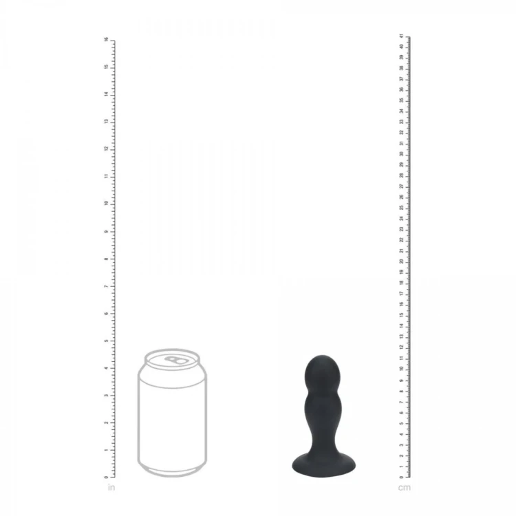 Double Rattle Liquid Silicone Anal Plug - M - Black
