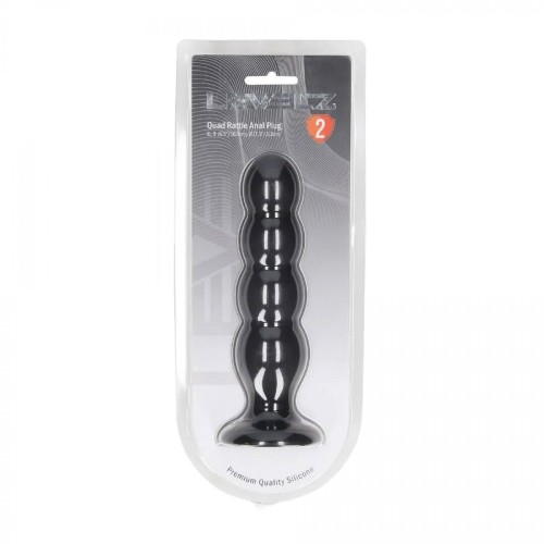 Quad Rattle Liquid Silicone Anal Plug - XL - Black