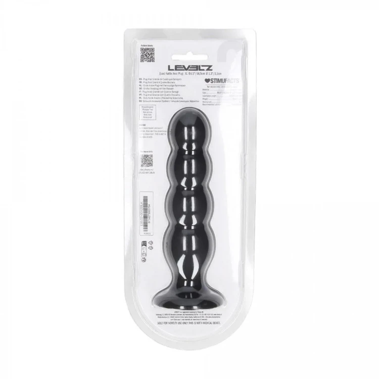 Quad Rattle Liquid Silicone Anal Plug - XL - Black