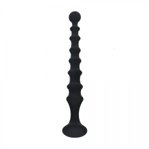 Ribbed Silicone Flared Anal Probe - Black
