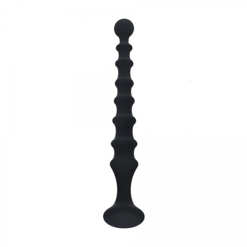 Ribbed Silicone Flared Anal Probe - Black